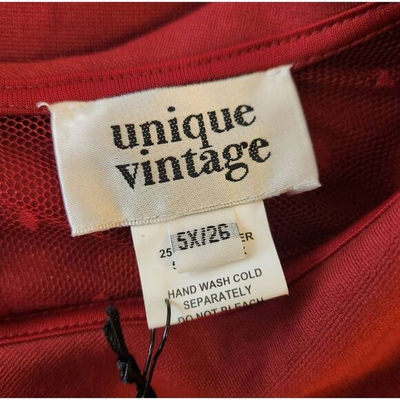 Unique Vintage Red Wiggle Dress with Mesh Collar Detail Size 5X/26 NWT (4773) - Picture 4 of 7